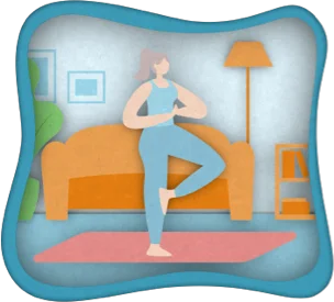 une femme de dessin animé faisant du yoga